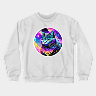 Kawaii Cat Cute Animals Colorful Galaxy Design Crewneck Sweatshirt